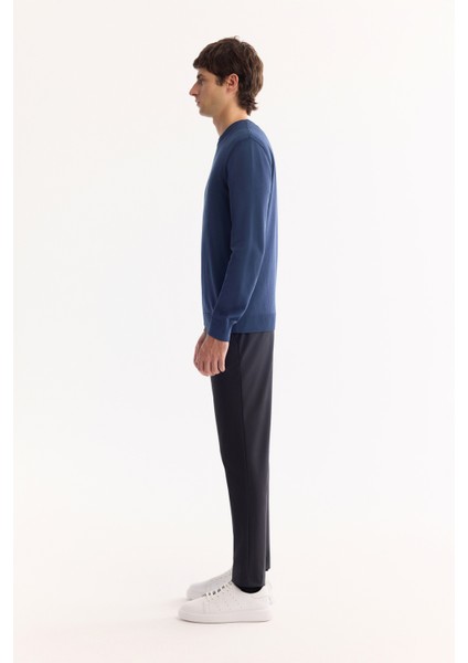 Erkek Lacivert Bisiklet Yaka Viskon Viskon Karışımlı Basic Triko Regular Fit Kazak B005021 modelleri