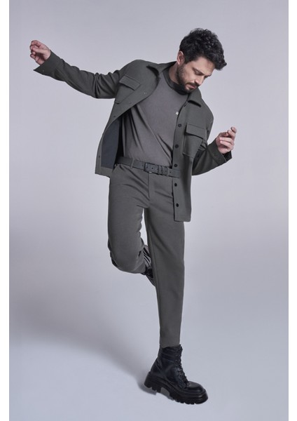 Erkek Haki Yüksek Bisiklet Yaka Rayon Kazak A32Y5006