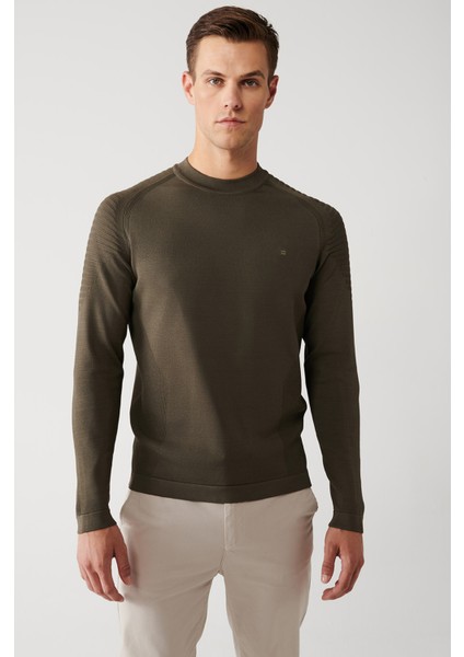 Erkek Haki Yüksek Bisiklet Yaka Rayon Kazak A32Y5006 fiyatları