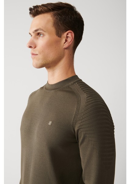 Erkek Haki Yüksek Bisiklet Yaka Rayon Kazak A32Y5006 modelleri