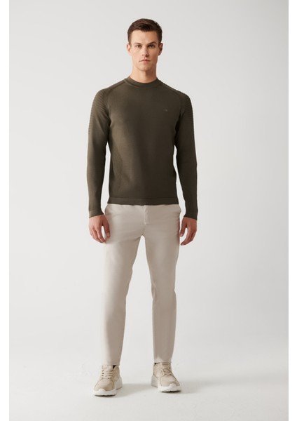Erkek Haki Yüksek Bisiklet Yaka Rayon Kazak A32Y5006
