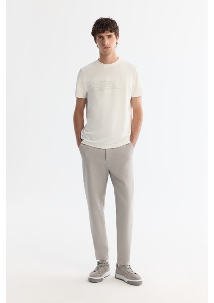 Erkek Açık Gri Klasik Bel Jersey Pamuklu Carrot Fit Pantolon A42Y3061