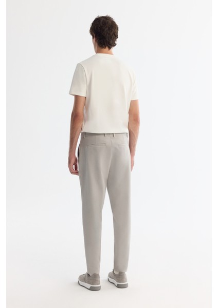 Erkek Açık Gri Klasik Bel Jersey Pamuklu Carrot Fit Pantolon A42Y3061 modelleri
