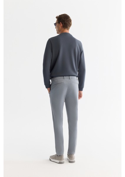 Erkek Gri Yanı Lastikli Yumuşak Tuşeli Duble Paça Slim Fit Pantolon A42Y3007 modelleri