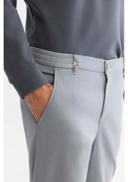 Erkek Gri Yanı Lastikli Yumuşak Tuşeli Duble Paça Slim Fit Pantolon A42Y3007 fırsatları