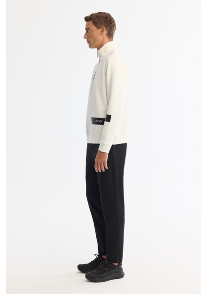 Erkek Ekru Dik Yaka Pamuklu Baskılı Elastan Regular Fit Sweatshirt A42Y1202 fırsatları