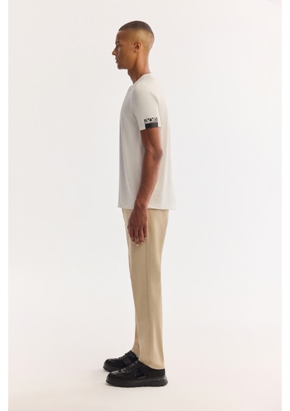 Erkek Ekru Bisiklet Yaka Soft Touch Bi-Stretch Baskılı Regular Fit T-Shirt A52Y1022 modelleri