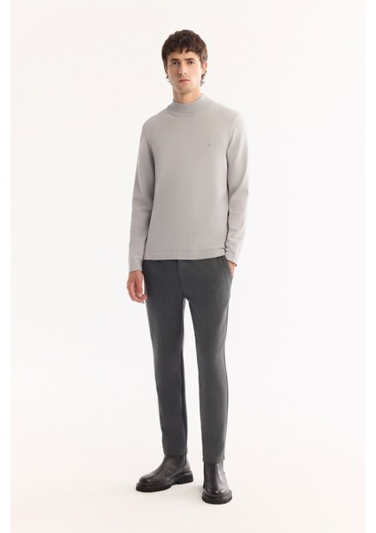 Erkek Gri Yarım Balıkçi Yaka Basic Düz Rayon Kazak B005151 indirimleri