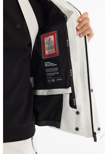 Erkek Taş Kapüşonlu Su İtici Rüzgar Geçirmez -20°C Dayanıklı Kaz Tüyü Kayak Montu A42Y6123