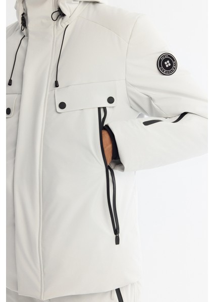 Erkek Taş Kapüşonlu Su İtici Rüzgar Geçirmez -20°C Dayanıklı Kaz Tüyü Kayak Montu A42Y6123