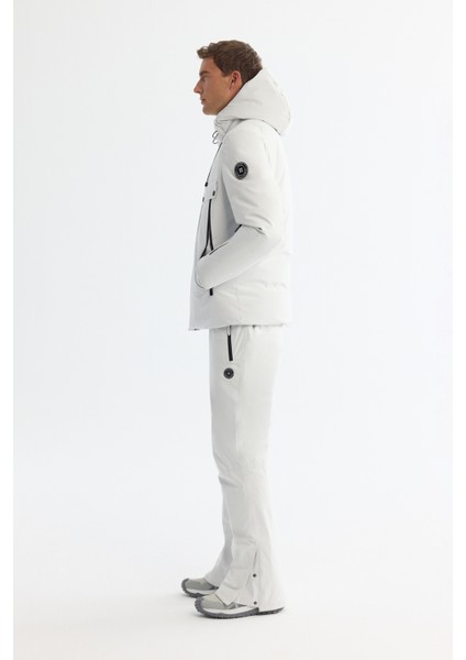 Erkek Taş Kapüşonlu Su İtici Rüzgar Geçirmez -20°C Dayanıklı Kaz Tüyü Kayak Montu A42Y6123