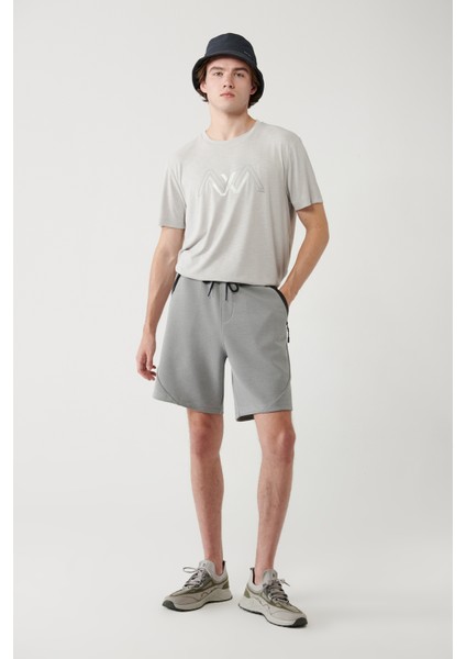 Erkek Gri Soft Touch Yandan Cepli Parçalı Regular Fit Şort A41Y3600