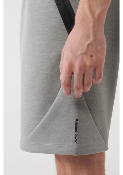 Erkek Gri Soft Touch Yandan Cepli Parçalı Regular Fit Şort A41Y3600