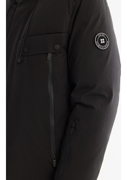 Erkek Siyah Kapüşonlu Su İtici Rüzgar Geçirmez -20°C Dayanıklı Kaz Tüyü Kayak Montu A42Y6123 fiyatları