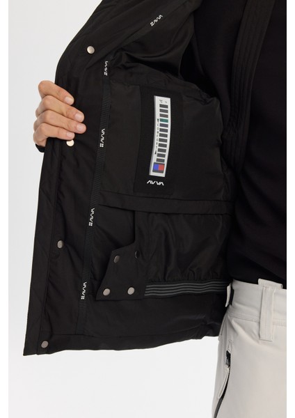 Erkek Siyah Kapüşonlu Su İtici Rüzgar Geçirmez -20°C Dayanıklı Kaz Tüyü Kayak Montu A42Y6123 indirimleri