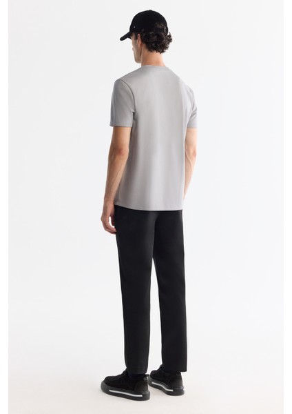 Erkek Gri Bisiklet Yaka Baskılı Elastan Regular Fit T-Shirt A42Y1020 fırsatları