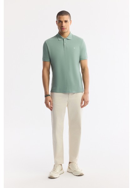 Erkek Mint Yeşil Kıvrılmaz Polo Yaka %100 Pamuk Basic Regular Fit T-Shirt B001032 fırsatları