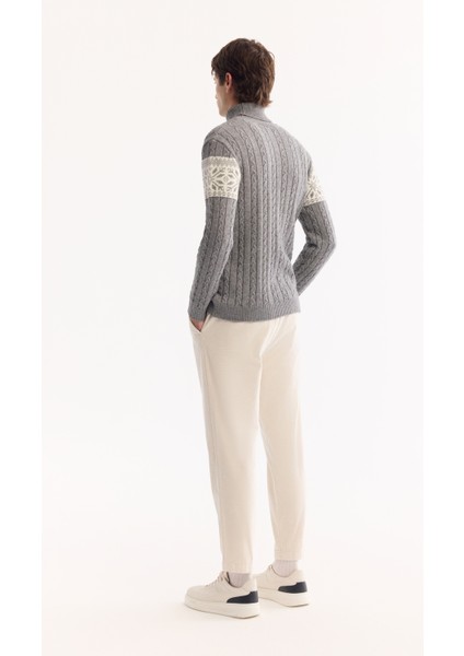 Erkek Gri Balıkçı Yaka Soft Touch Desenli Triko Regular Fit Kazak A52Y5072 fırsatları