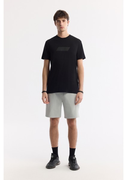 Erkek Gri Beli Lastikli Bağcıklı Bi-Stretch İnterlok Regular Fit Şort A51Y3631