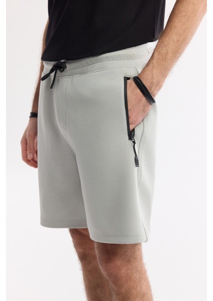 Erkek Gri Beli Lastikli Bağcıklı Bi-Stretch İnterlok Regular Fit Şort A51Y3631 fırsatları