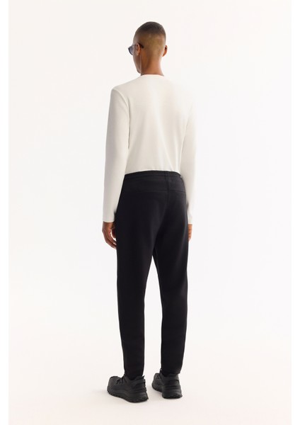 Erkek Siyah Beli Lastikli Bağcıklı Pamuklu Bi-Stretch Regular Fit Eşofman Altı A52Y3403 modelleri