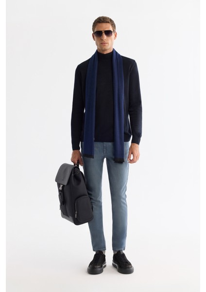 Erkek Mavi Eskitme Yıkamalı Esnek Berlin Slim Fit Jean Pantolon A42Y3505