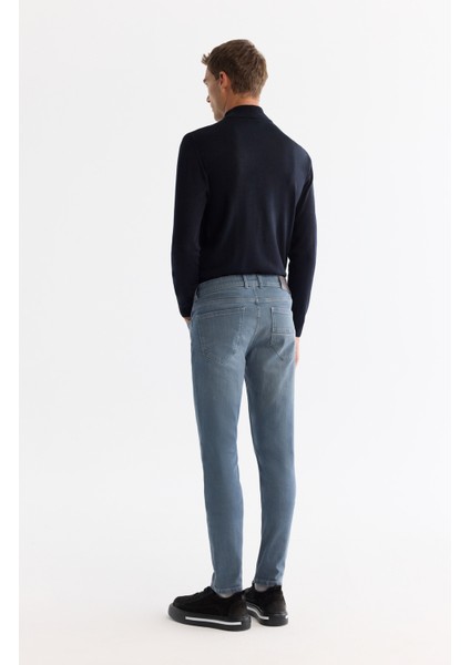 Erkek Mavi Eskitme Yıkamalı Esnek Berlin Slim Fit Jean Pantolon A42Y3505 fırsatları
