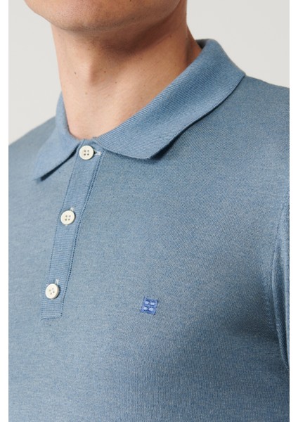 Erkek İndigo 3 Düğmeli Polo Yaka Triko Regular Fit T-Shirt A41Y5068 fiyatları