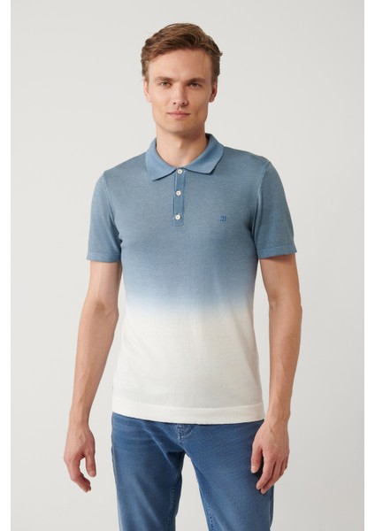 Erkek İndigo 3 Düğmeli Polo Yaka Triko Regular Fit T-Shirt A41Y5068 modelleri