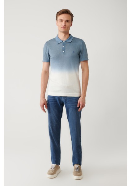 Erkek İndigo 3 Düğmeli Polo Yaka Triko Regular Fit T-Shirt A41Y5068 indirimleri