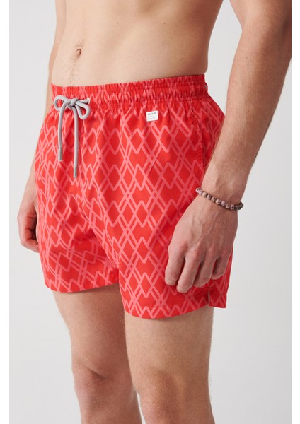 Erkek Kırmızı Geometrik Baskılı Deniz Şortu A31Y3817 indirimleri
