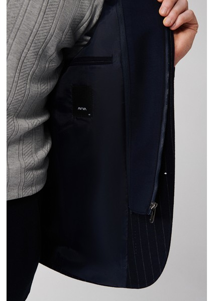 Erkek Lacivert Mono Yaka Çıkma Kapüşonlu Takma Cepli Ceket A32Y4019 modelleri