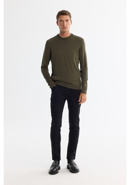 Erkek Haki Bisiklet Yaka Viskon Viskon Karışımlı Basic Triko Regular Fit Kazak B005021 indirimleri