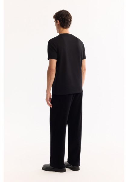 Erkek Siyah Bisiklet Yaka Viskon Karışımlı Bi-Stretch Baskılı Regular Fit T-Shirt A52Y1016 fırsatları