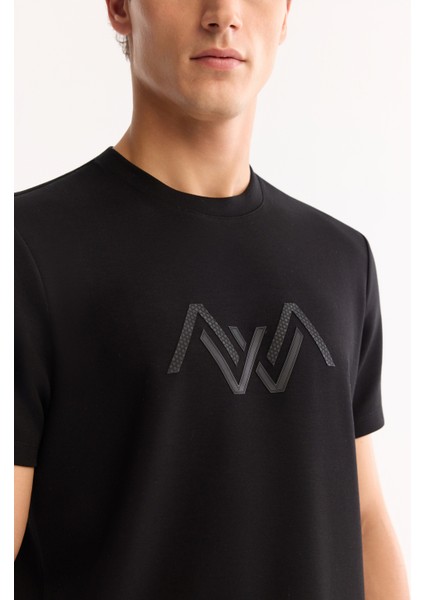 Erkek Siyah Bisiklet Yaka Viskon Karışımlı Bi-Stretch Baskılı Regular Fit T-Shirt A52Y1016 indirimleri