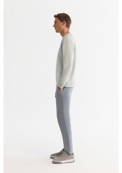 Erkek Gri Bisiklet Yaka Pamuklu Baskılı Elastan Regular Fit Sweatshirt A42Y1243 fırsatları