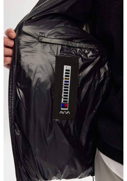 Erkek Siyah Kapüşonlu Kaz Tüyü Su İtici Rüzgar Geçirmez -20°C Dayanıklı Şişme Mont A42Y6182 modelleri