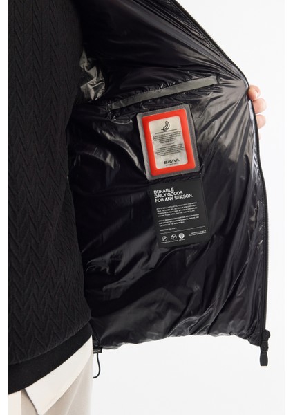 Erkek Siyah Kapüşonlu Kaz Tüyü Su İtici Rüzgar Geçirmez -20°C Dayanıklı Şişme Mont A42Y6182 fırsatları