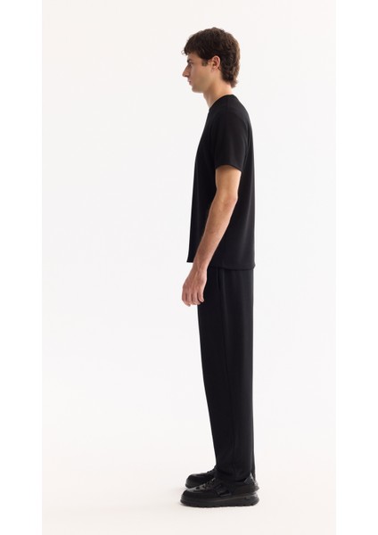 Erkek Siyah Bisiklet Yaka Viskon Karışımlı Bi-Stretch Baskılı Regular Fit T-Shirt A52Y1014 modelleri