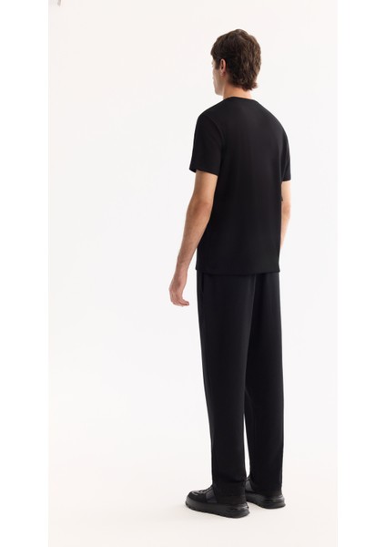 Erkek Siyah Bisiklet Yaka Viskon Karışımlı Bi-Stretch Baskılı Regular Fit T-Shirt A52Y1014 fırsatları