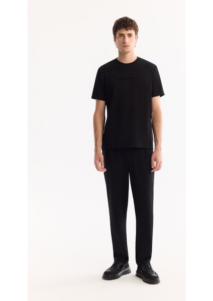 Erkek Siyah Bisiklet Yaka Viskon Karışımlı Bi-Stretch Baskılı Regular Fit T-Shirt A52Y1014 indirimleri