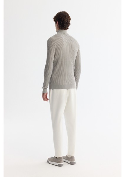 Erkek Gri Tam Balıkçı Yaka Yün Karışımlı Jakarlı Triko Regular Fit Kazak A42Y5074 indirimleri