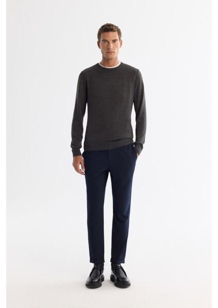 Erkek Antrasit Bisiklet Yaka Tüylenmeyen Triko Regular Fit Kazak E005000 indirimleri