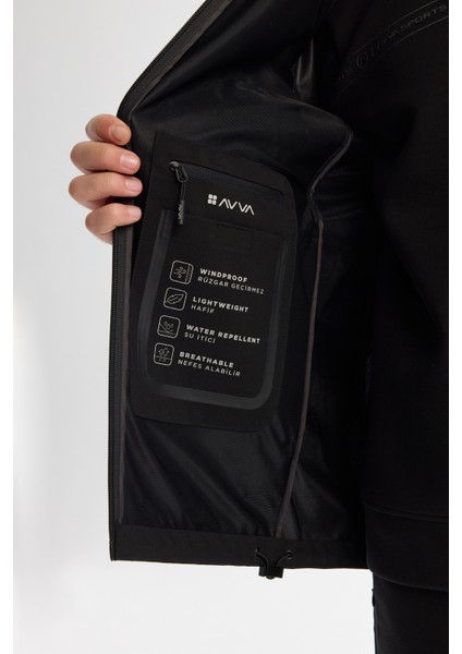 Erkek Siyah Kapüşonlu Su İtici Rüzgar Geçirmez Mıknatıs Kapama Mevsimlik Mont A42Y6083 fırsatları