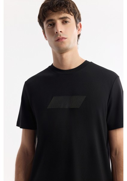 Erkek Siyah Bisiklet Yaka Baskılı Rayon Soft Touch Regular Fit T-Shirt A51Y1031 fiyatları