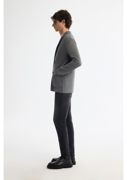 Erkek Gri Mono Yaka Kruvaze Torba Cepli Yün Karışımlı Triko Regular Fit Hırka A42Y5153 fiyatları