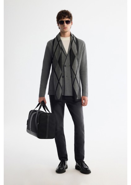 Erkek Gri Mono Yaka Kruvaze Torba Cepli Yün Karışımlı Triko Regular Fit Hırka A42Y5153 fırsatları