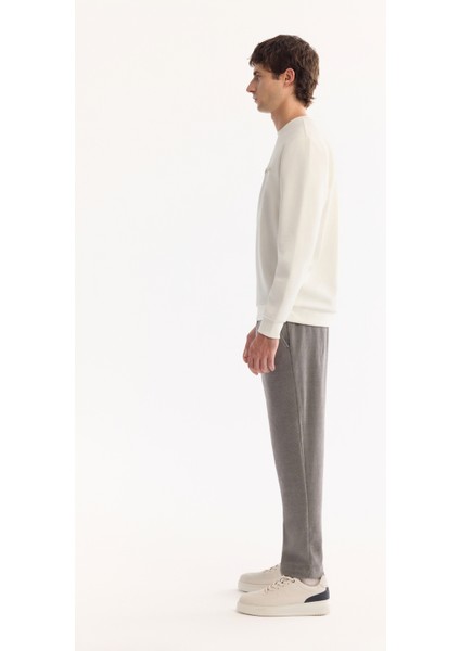 Erkek Ekru Bisiklet Yaka Pamuklu Bi-Stretch Baskılı Regular Fit Sweatshirt A52Y1210 modelleri