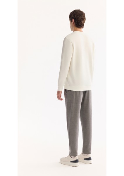 Erkek Ekru Bisiklet Yaka Pamuklu Bi-Stretch Baskılı Regular Fit Sweatshirt A52Y1210 fırsatları