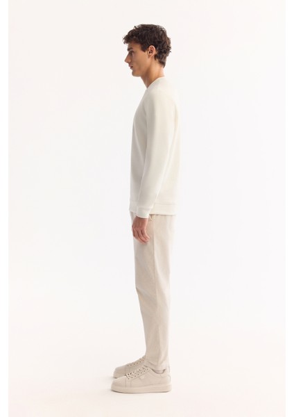 Erkek Ekru Bisiklet Yaka Pamuklu Bi-Stretch Baskılı Regular Fit Sweatshirt A52Y1289 modelleri